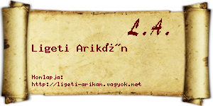 Ligeti Arikán névjegykártya